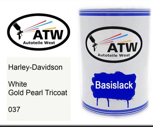 Harley-Davidson, White Gold Pearl Tricoat, 037: 500ml Lackdose, von ATW Autoteile West.